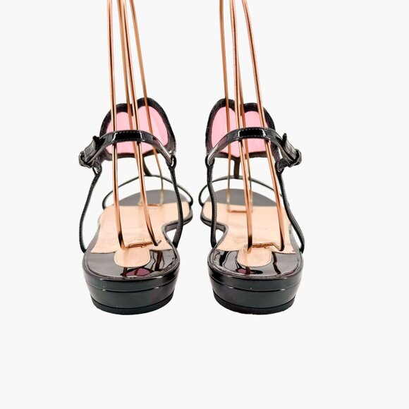 Christian Louboutin Cora PVC Heart T-Strap Flat Sandals EU 40 US 10 Black Patent - Picture 6 of 11